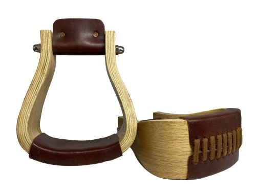 Showman Polished Light Oak Wooden Stirrups