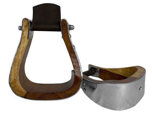 Showman Stainless Steel Bound Teak Wood Stirrups