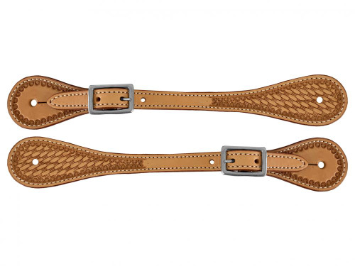 Showman Men's Argentina Cow Leather Basketweave Spur Straps