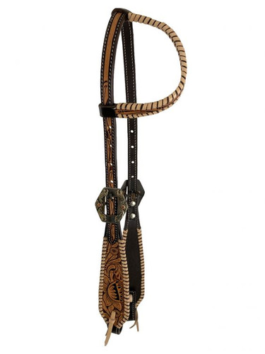 Showman Two-Tone Argentina Cow Leather Headstall w/ Floral Tooling