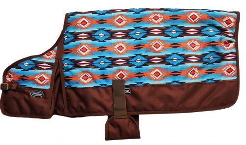 Showman XX-Large Teal & Orange Southwest Design Dog Blanket