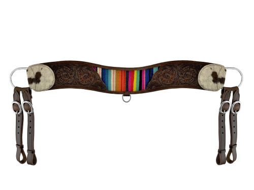 Showman Tooled Tripping Collar w/ Serape Blanket Inlay & Hair-On Cowhide