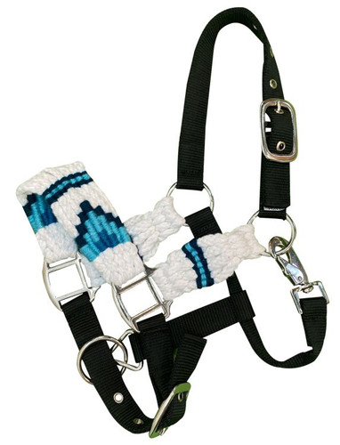 Showman Pony White & Blue Cotton Corded Nylon Halter