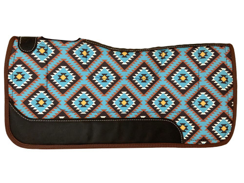 Showman 31" x 32" Blue Aztec Nylon Print Top Felt Bottom Saddle Pad