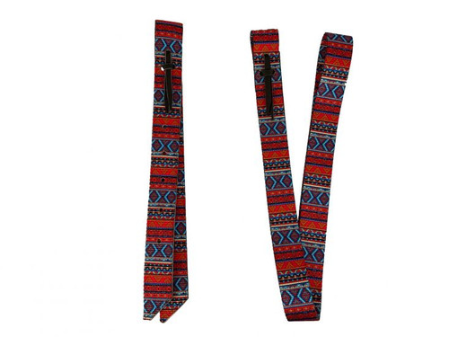 Showman Red Aztec Print Nylon Tie Strap & Off Billet Set