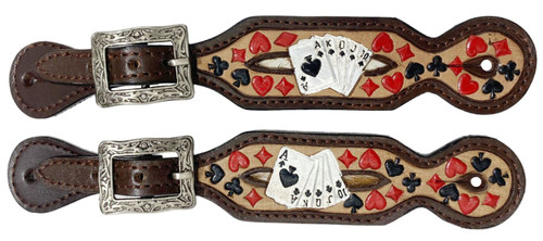 Showman Ladies "Royal Flush" Painted Leather Spur Straps