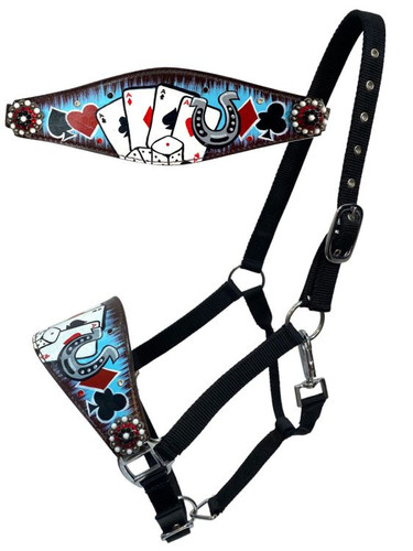 Showman Electric Aces Black Nylon Bronc Halter