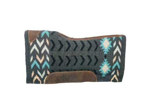 Showman Gray, Teal & Cream Wool & Memory Felt Saddle Pad