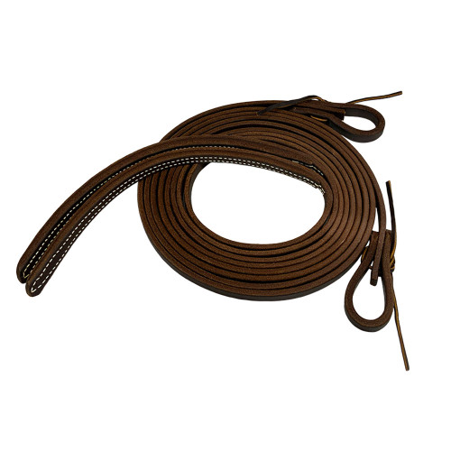 8' x 1/2" Oiled Harness Leather Split Reins w/ Weighted Ends