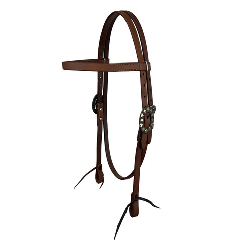 Showman Leather Browband Headstall w/ Black Jack Buckles