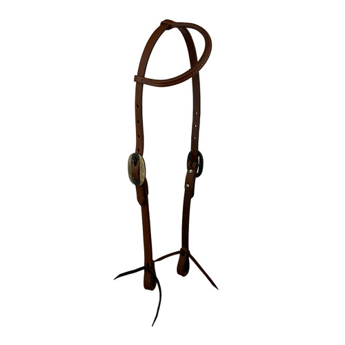 Showman Leather Single Ear Headstall w/ Silver Oval Buckles