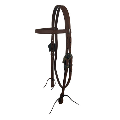 Showman Leather Browband Headstall w/ Cowboy Gambler Buckles