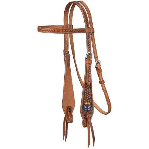 Tough1 Butterfly Browband Leather Headstall