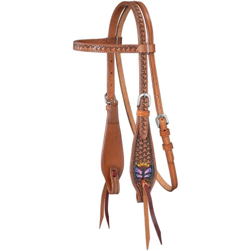 Tough1 Mini Butterfly Browband Leather Headstall
