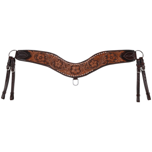 Showman Floral Tooled Tripping Collar w/ Buckstitch Accent