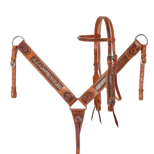Showman Teal Bayou Browband Headstall & Breast Collar Set