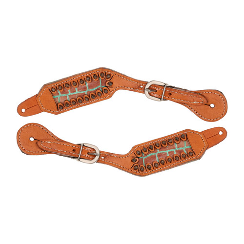 Showman Ladies Teal Bayou Spur Straps