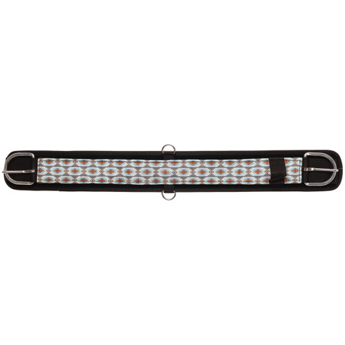 Showman Gray Blue Aztec Print Neoprene Girth w/ Stick & Peel