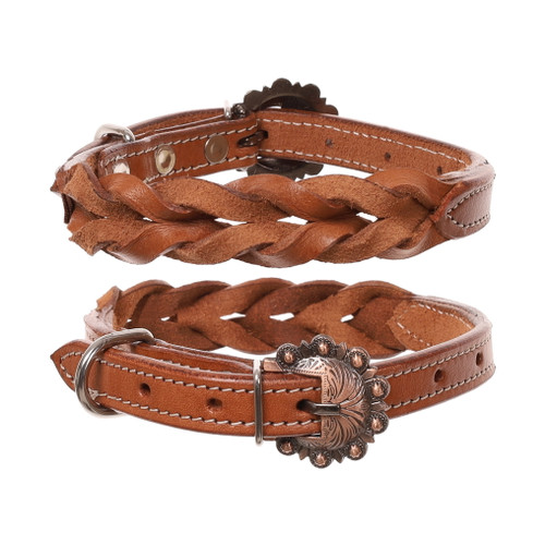 Showman Twist Braid Leather Dog Collar