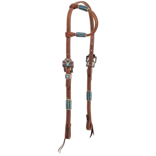 Showman Argentina Cow Leather Cobalt Rawhide Single Ear Headstall