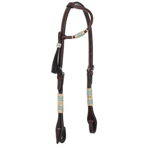 Showman Argentina Cow Leather Turquoise Rawhide Single Ear Headstall