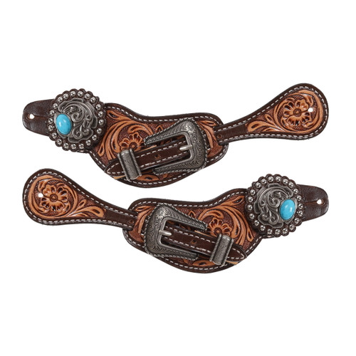 Showman Ladies Argentina Cow Leather Canyon Blue Spur Straps