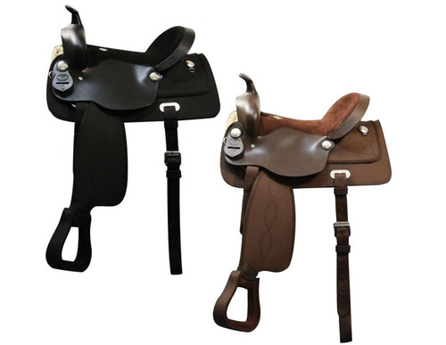 15", 16", 17" Double T Nylon Cordura Saddle w/ Suede Leather Seat & Leather Jockeys