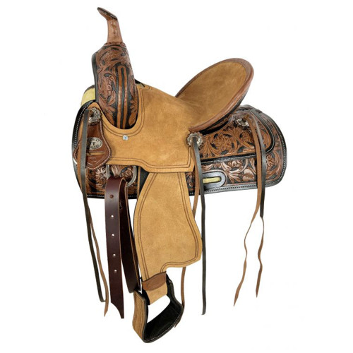 Double T Youth Ranch Style Saddle w/ Two-Tone Tooling - 12 Inch