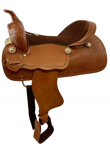16" Double T Pleasure Style Light Oil Saddle w/ Full QH Bars 16" Double T Pleasure Style Light Oil Saddle w/ Full QH Bars