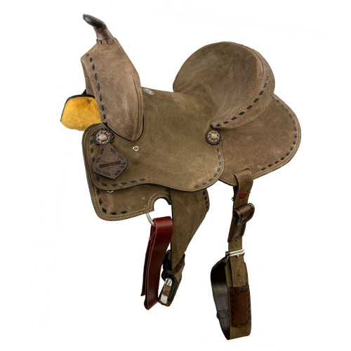 Double T Chocolate Roughout Barrel Saddle w/ Extra Deep Seat - 16 Inch
