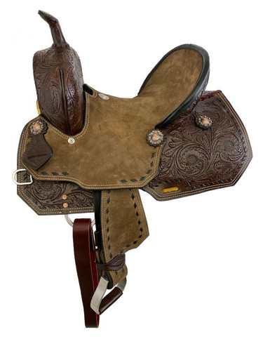 12"/13 " Double T Youth Hard Seat Barrel Style Saddle