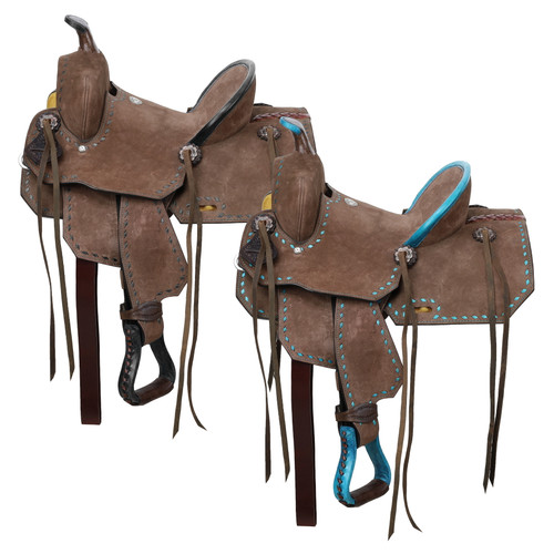 13" Double T Youth/Pony Chocolate Roughout Barrel Saddle 13" Double T Youth/Pony Chocolate Roughout Barrel Saddle