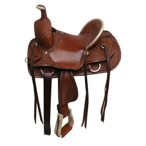 Double T Hard Seat Roper Style Saddle w/ Basket Tooling - 12, 13 Inch
