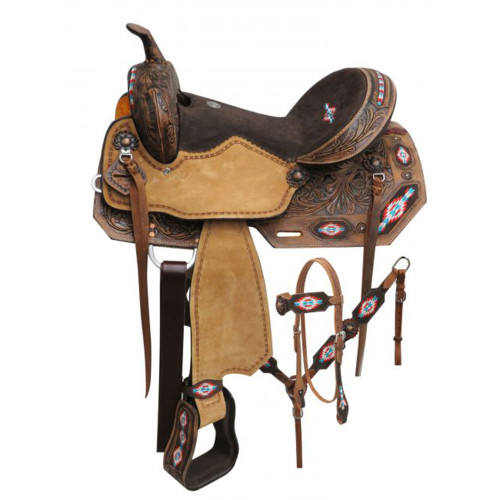 Double T Navajo Dreamer Barrel Style Saddle Set - 14, 15, 16 Inch Double T Navajo Dreamer Barrel Style Saddle Set - 14, 15, 16 Inch