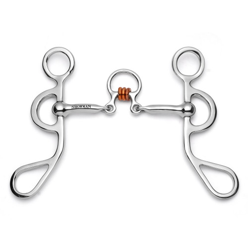 Showman Argentine Shank Bit w/ Three Piece Jointed Copper Rollers