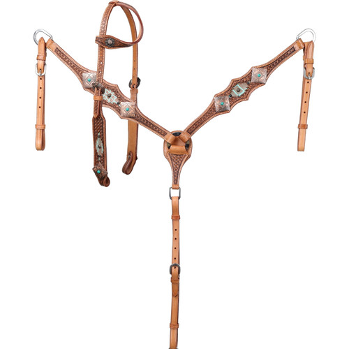 Showman Outlaw Oasis Single Ear Headstall & Breast Collar Set