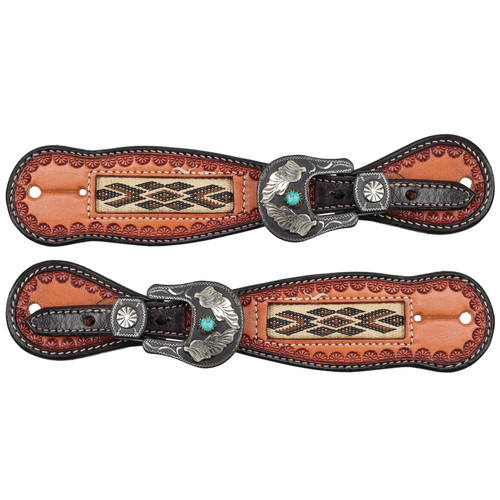 Showman Men's Sacred Sierra Argentina Cow Leather Spur Straps