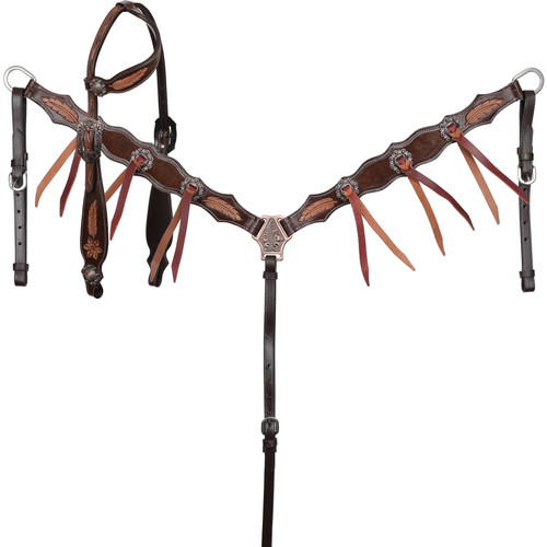 Showman Raven Hide Single Ear Headstall & Breast Collar Set