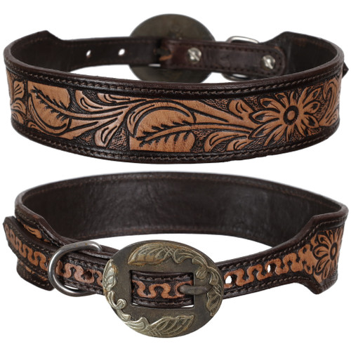 Showman Timber Blossom Leather Dog Collar