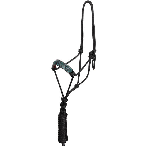 Showman Teal Wildflower Cowboy Knot Halter w/ Lead