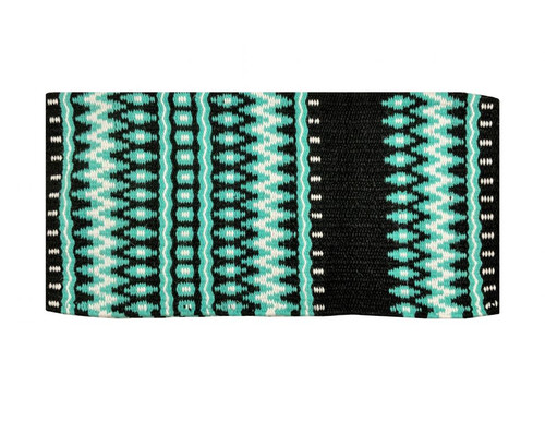 36" x 34" Wool Saddle Blanket w/ Teal Accents