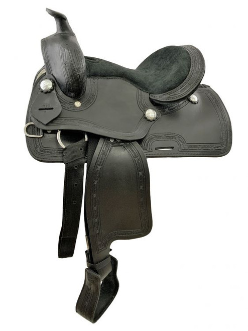 10", 12" Youth Western Style Pony Saddle w/ Barbed Wire Tooled Accents