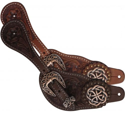 Showman Ladies Argentina Cow Leather Spur Straps w/ Celtic Knot Conchos