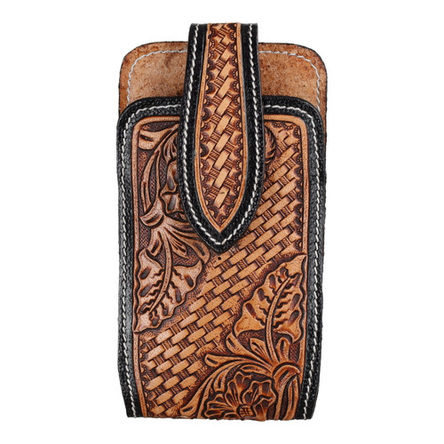 Showman Floral & Basket Tooled Cell Phone Holder