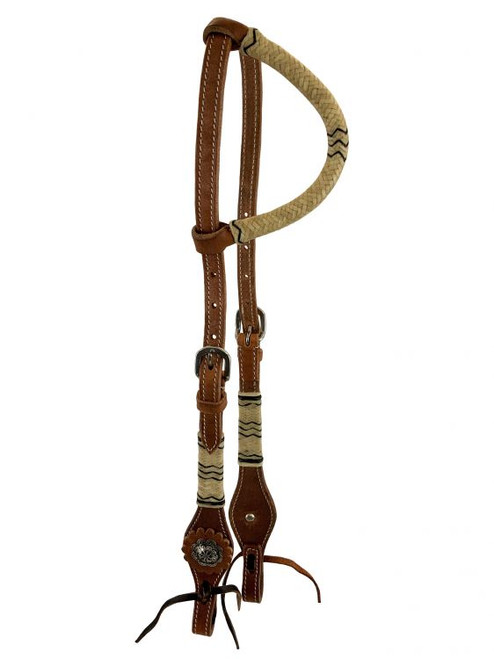 Single Ear Leather Headstall w/ Rawhide Accents