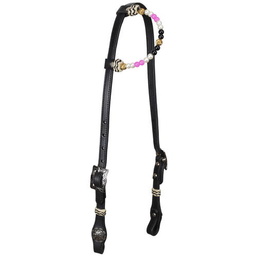 Showman Pink Pearl Argentina Cow Leather Single Ear Headstall