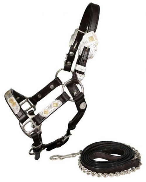 Showman Mini Size Leather Silver Show Halter