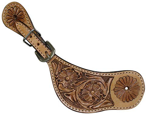 Showman Ladies Leather Spur Strap w/Floral Tooling