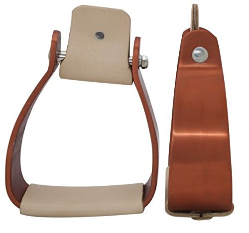 Showman Angled Offset Copper Colored Aluminum Stirrups w/ Leather Tread