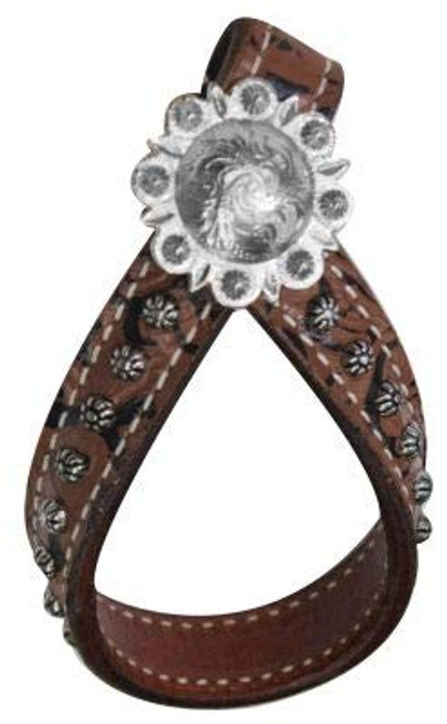 Brown Filigree Leather Tie Down Keeper